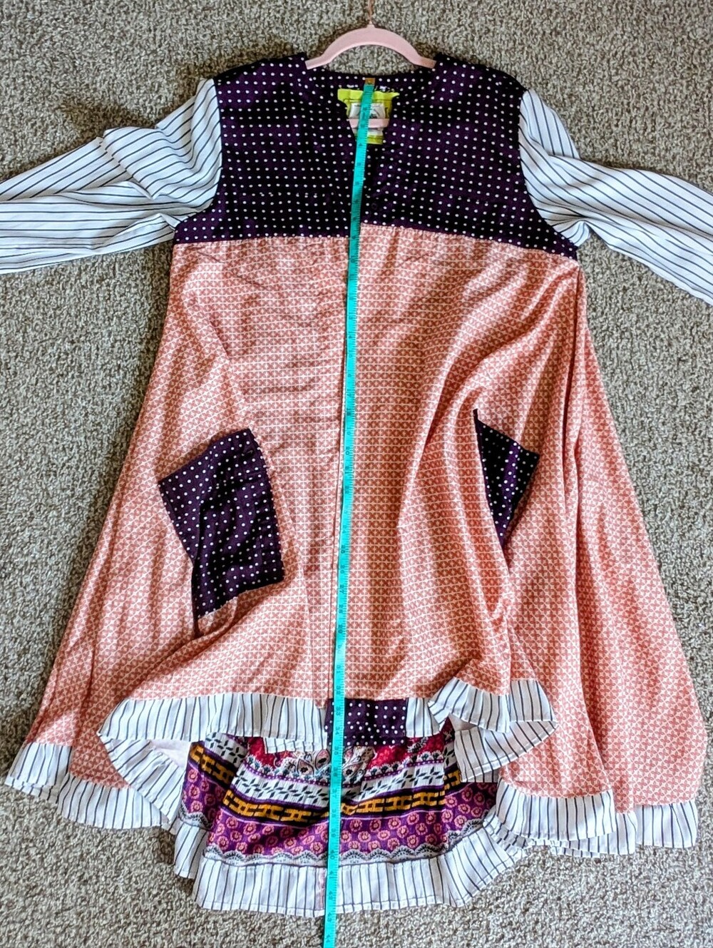 OOAK Handmade Boho Patchwork Maxi Duster Cardigan Jacket - Mixed Print Artisan - Picture 5 of 6